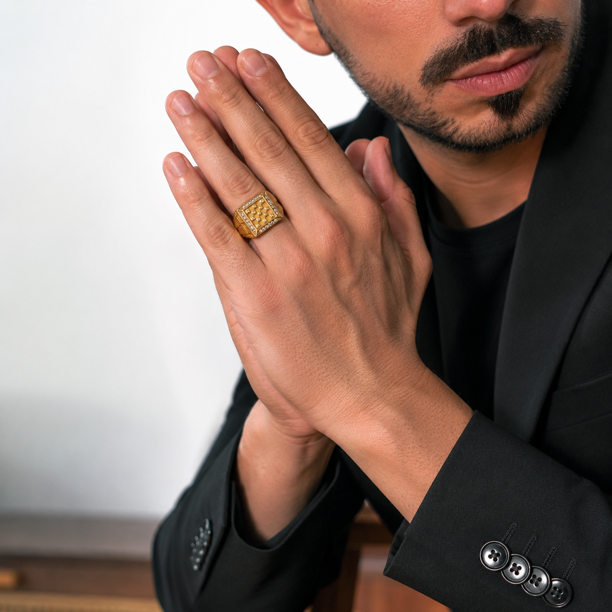 Royal Square Gold Statement Ring for Men