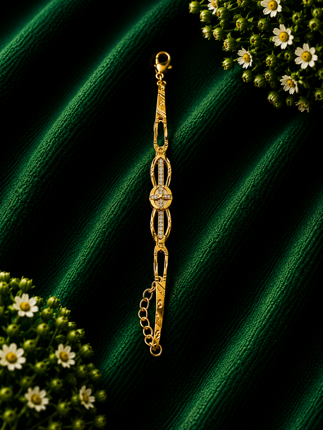 Floral Oval Gold Bracelet
