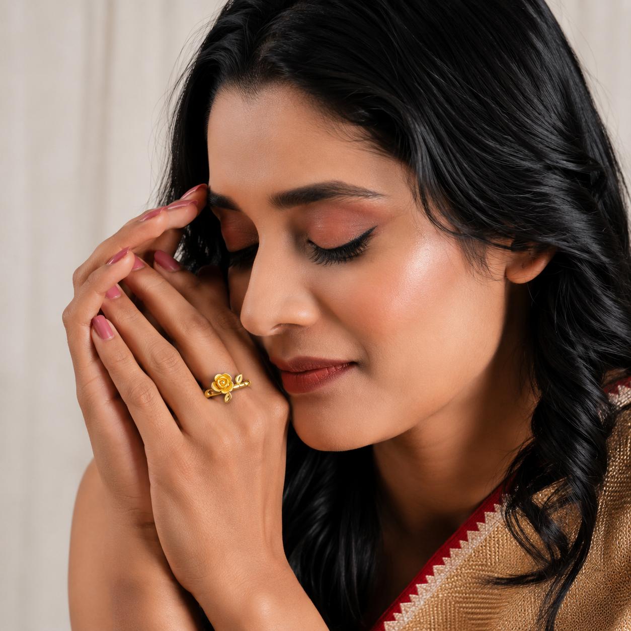 Golden Rose Adjustable Ring for Women