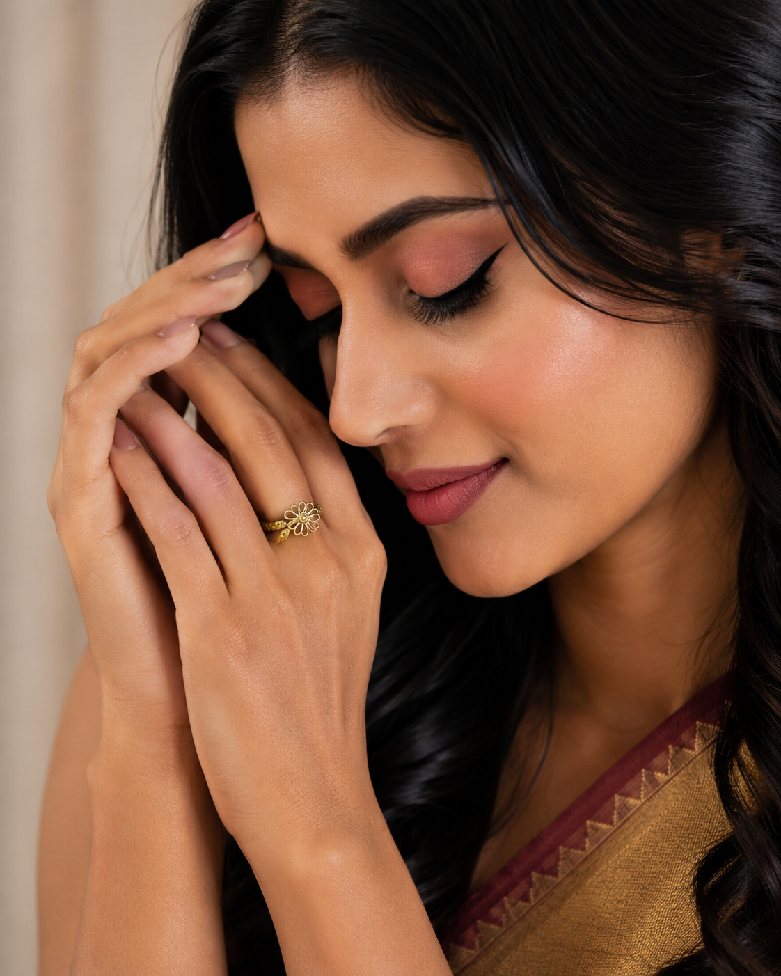 Bloom Petal Floral Gold Ring for Women