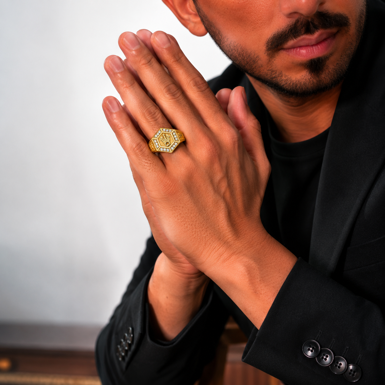 Hexagon Elite Luxury Gold Ring for Men
