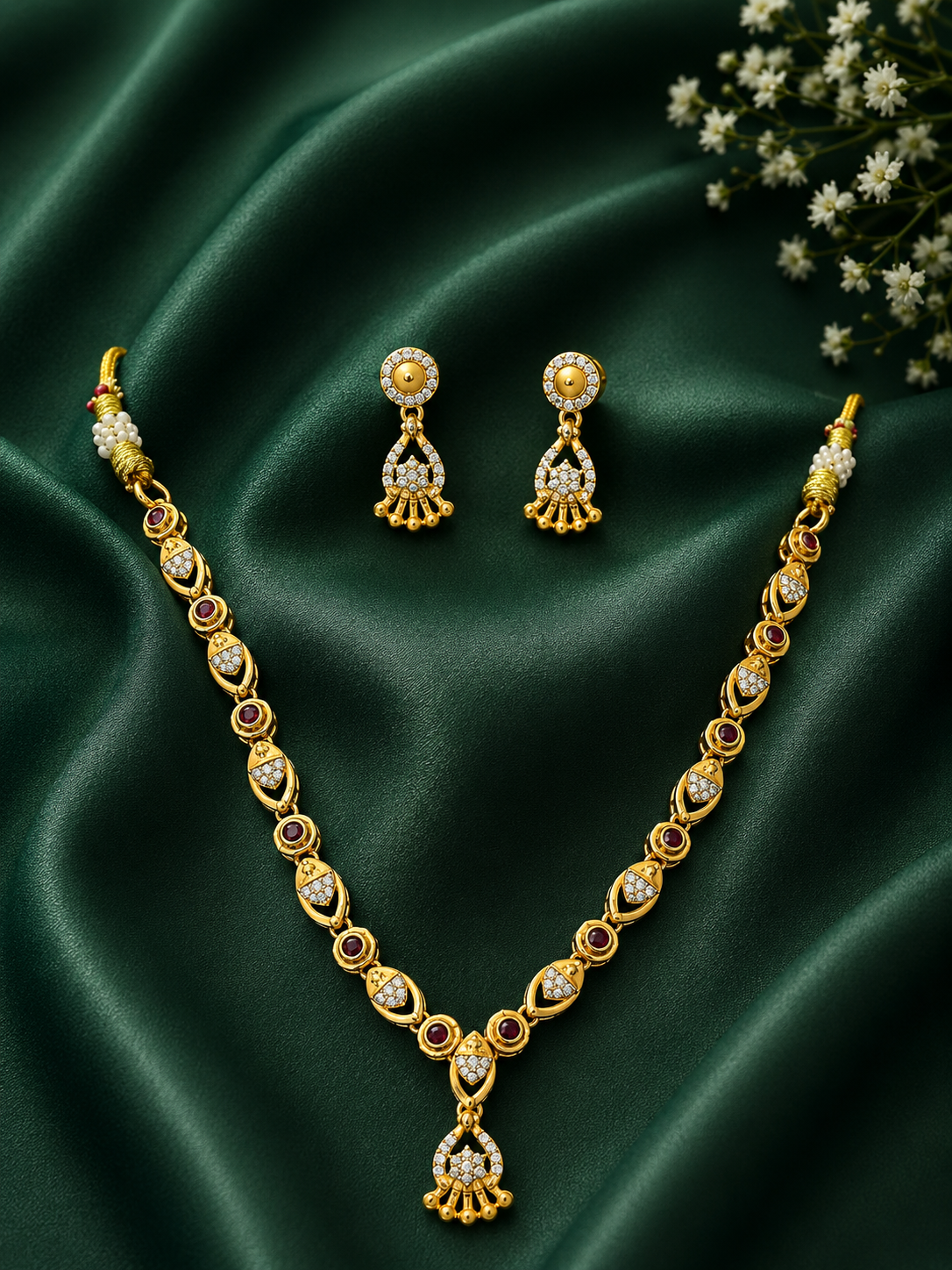 Royal Ruby Stone Gold Plated Designer Necklace with Pendant