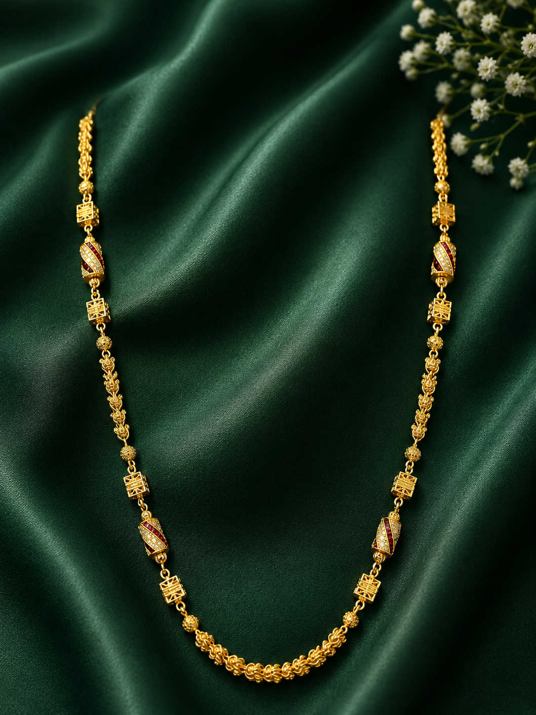 Premium Traditional Gold Plated Long Haram Necklace Set
