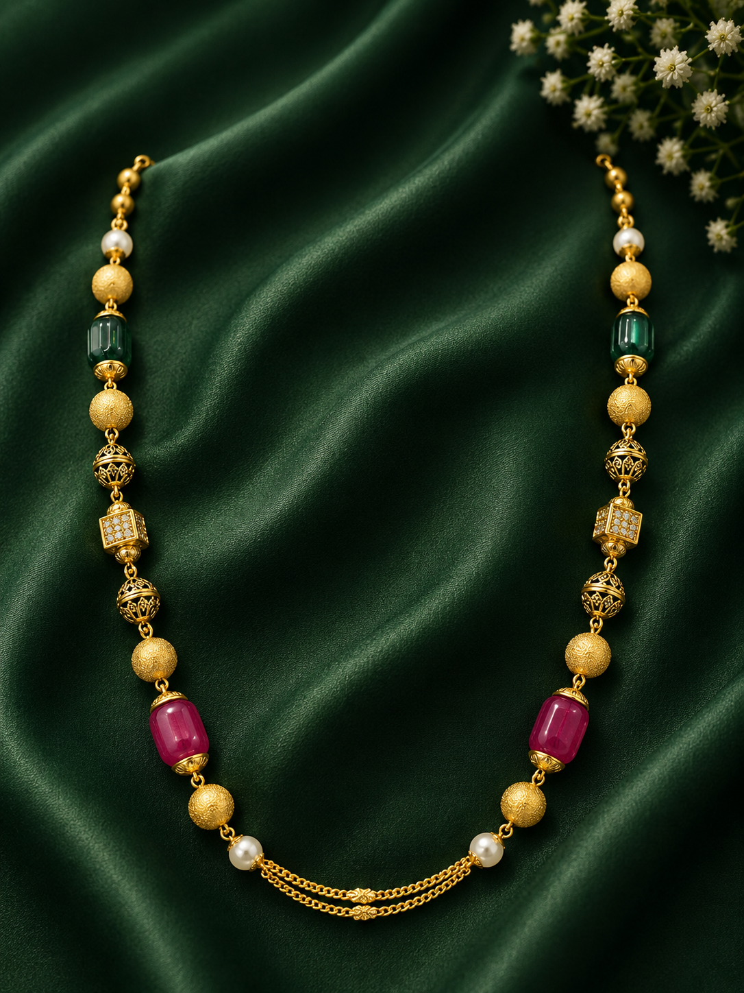 Premium Multicolor Stone Gold Plated Statement Necklace