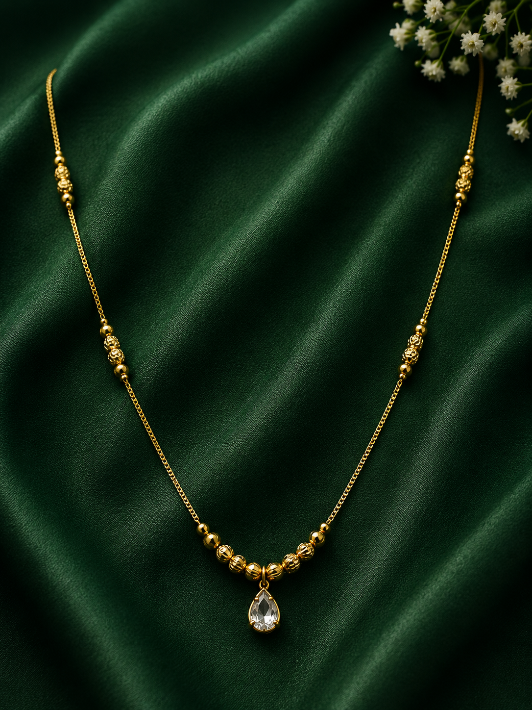 Crystal Teardrop Minimal Necklace  &nbsp;