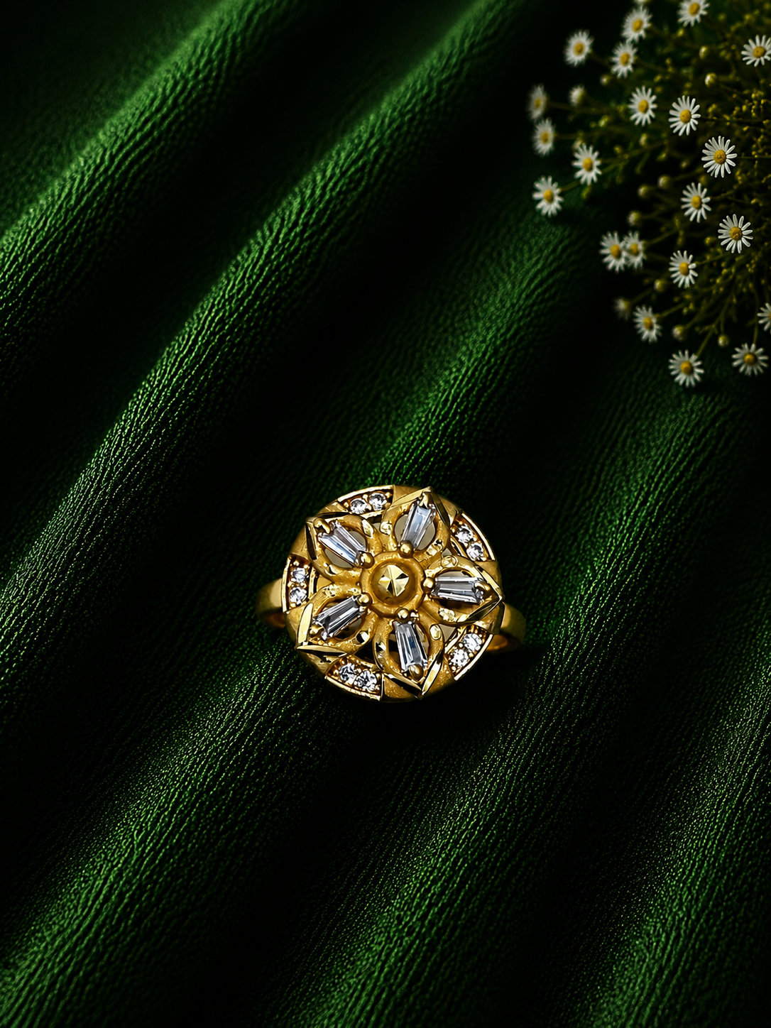 Radiant Floral Gold Statement Ring - imitation jewellery by AUREVIA LUXE
