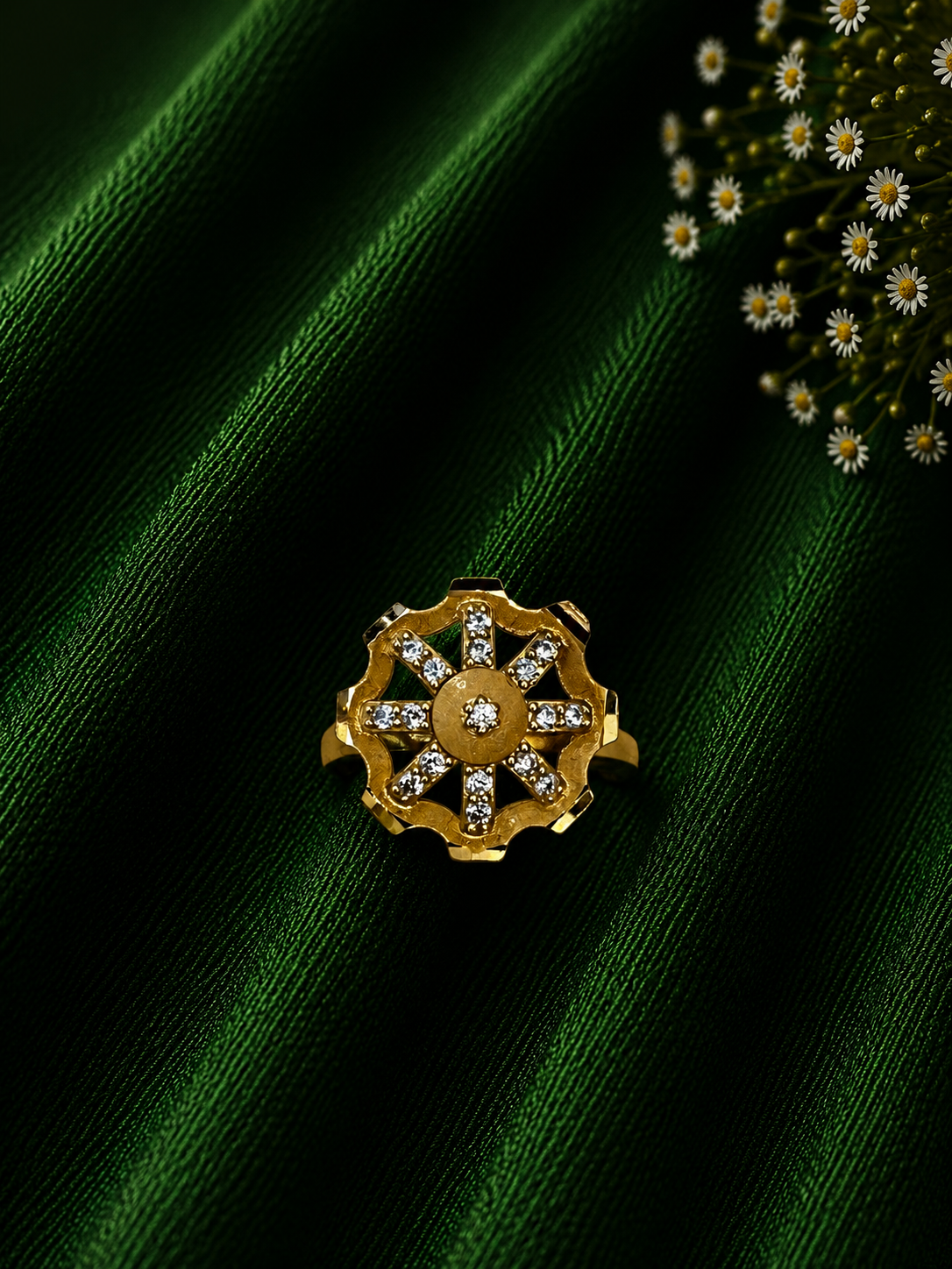 Twisted Crystal Adjustable Ring