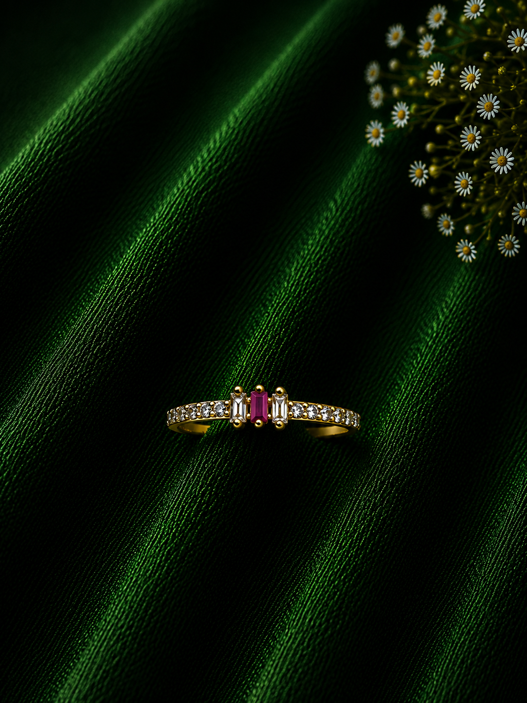 Minimal Ruby Elegance Gold-Tone Ring - imitation jewellery by AUREVIA LUXE