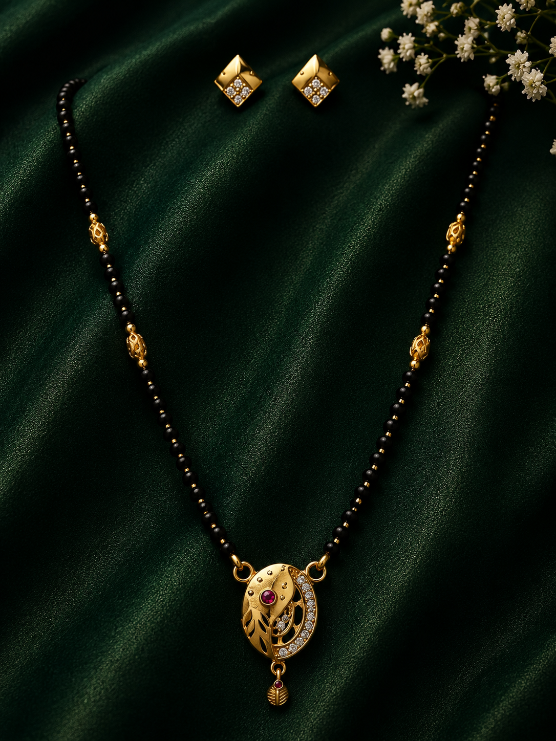 Artistic Oval Gold Mangalsutra Set