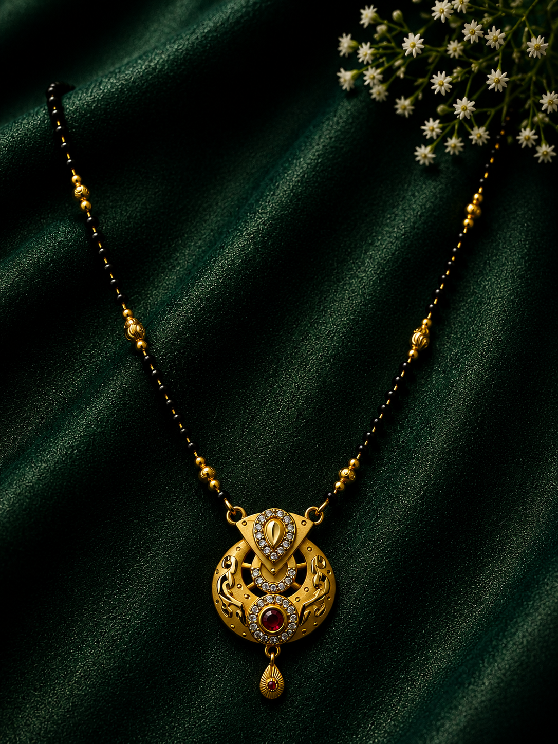 Temple Style Gold Mangalsutra Set