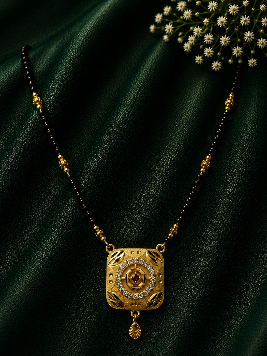 Royal Ruby Square Mangalsutra Set