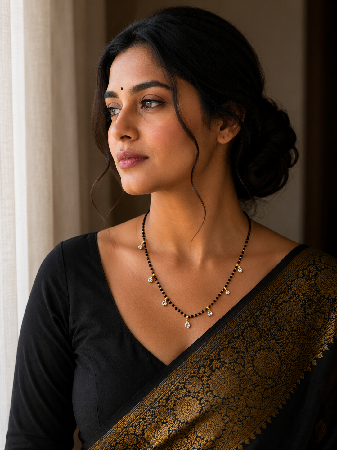 Elegant Crystal Dangle Gold Plated Mangalsutra for Women