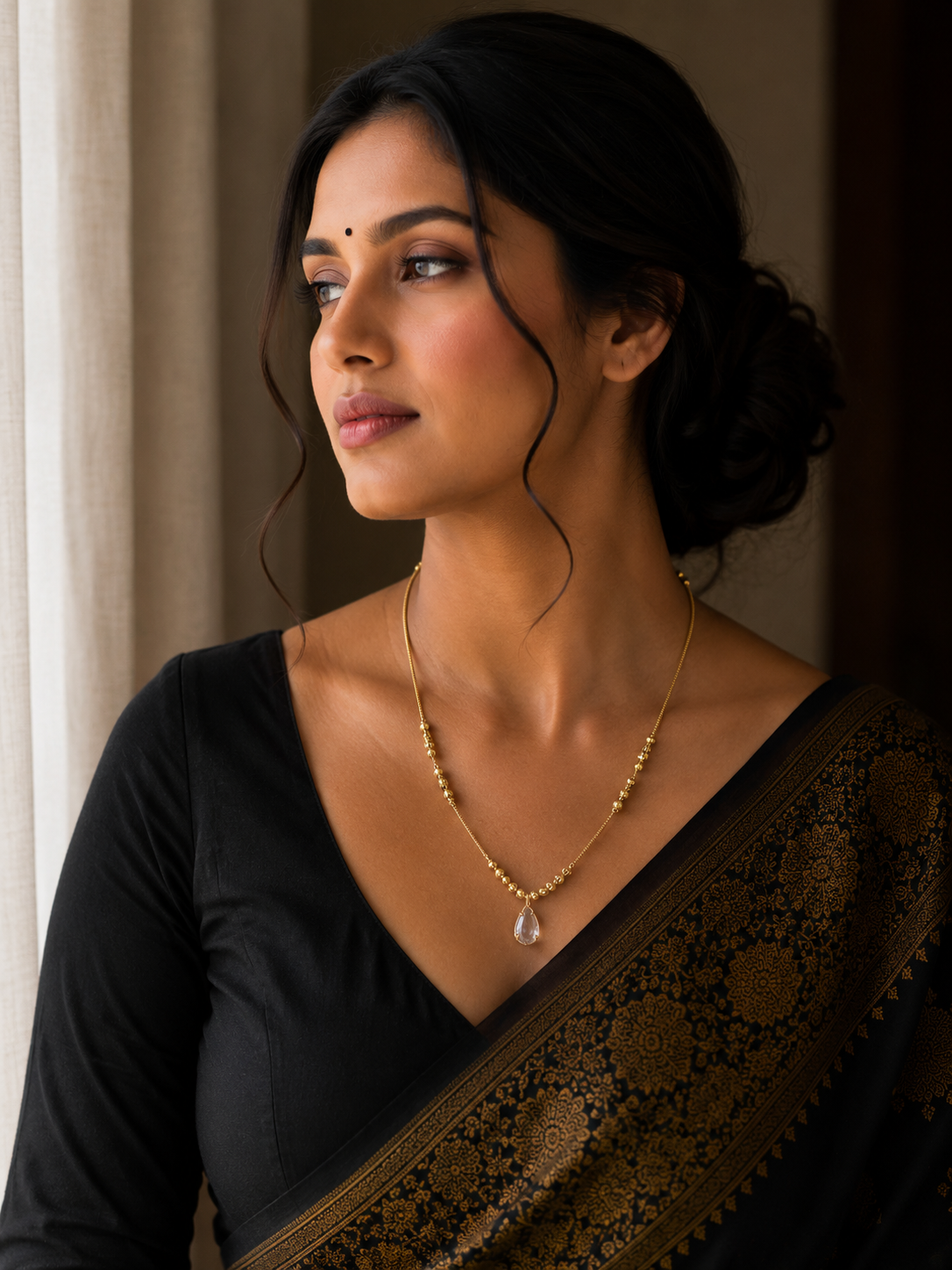 Crystal Teardrop Minimal Necklace  &nbsp;
