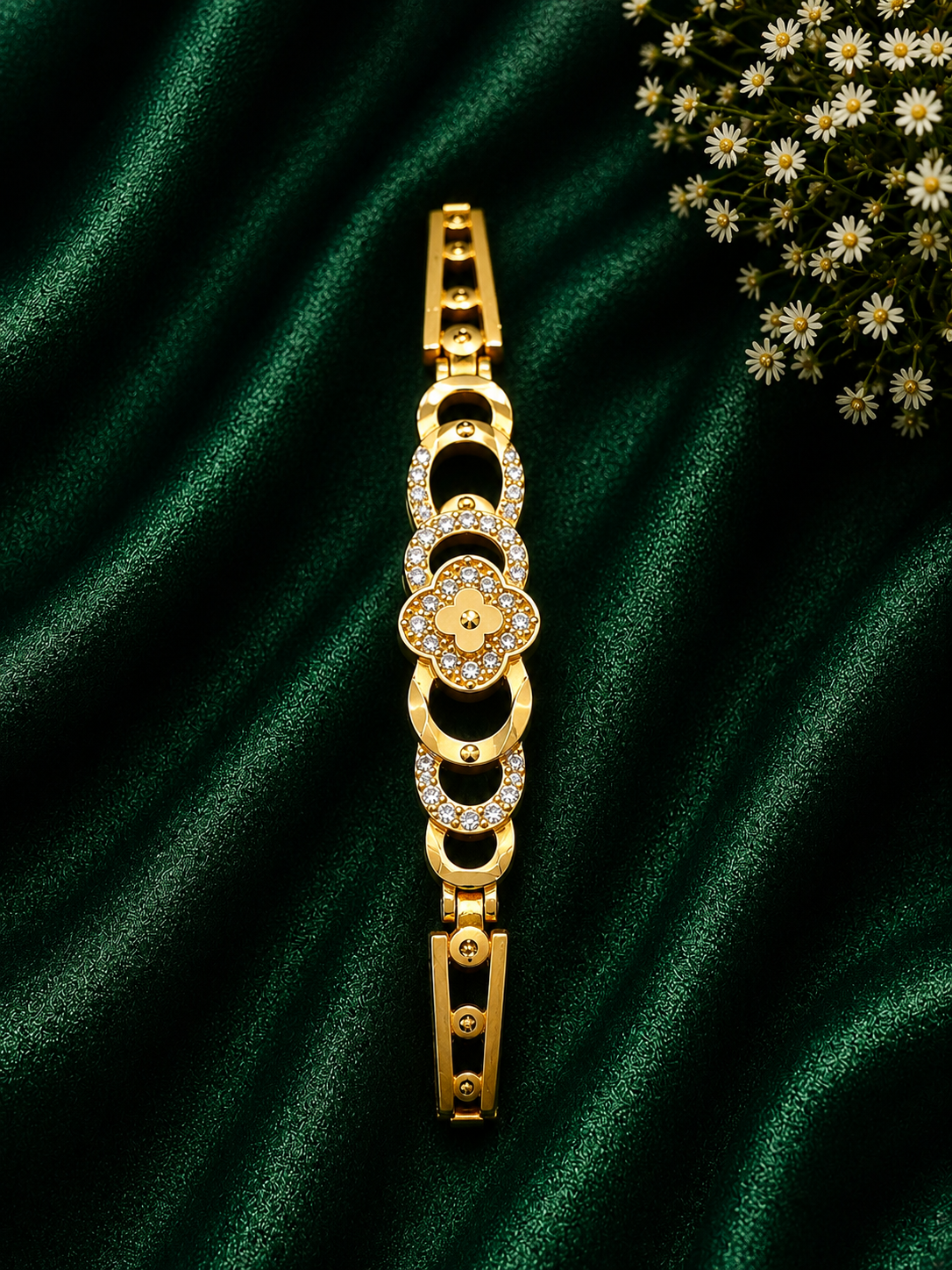 Elegant Floral Gold Bracelet