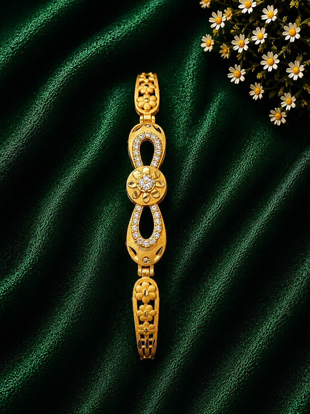 Floral Stone Gold Bracelet