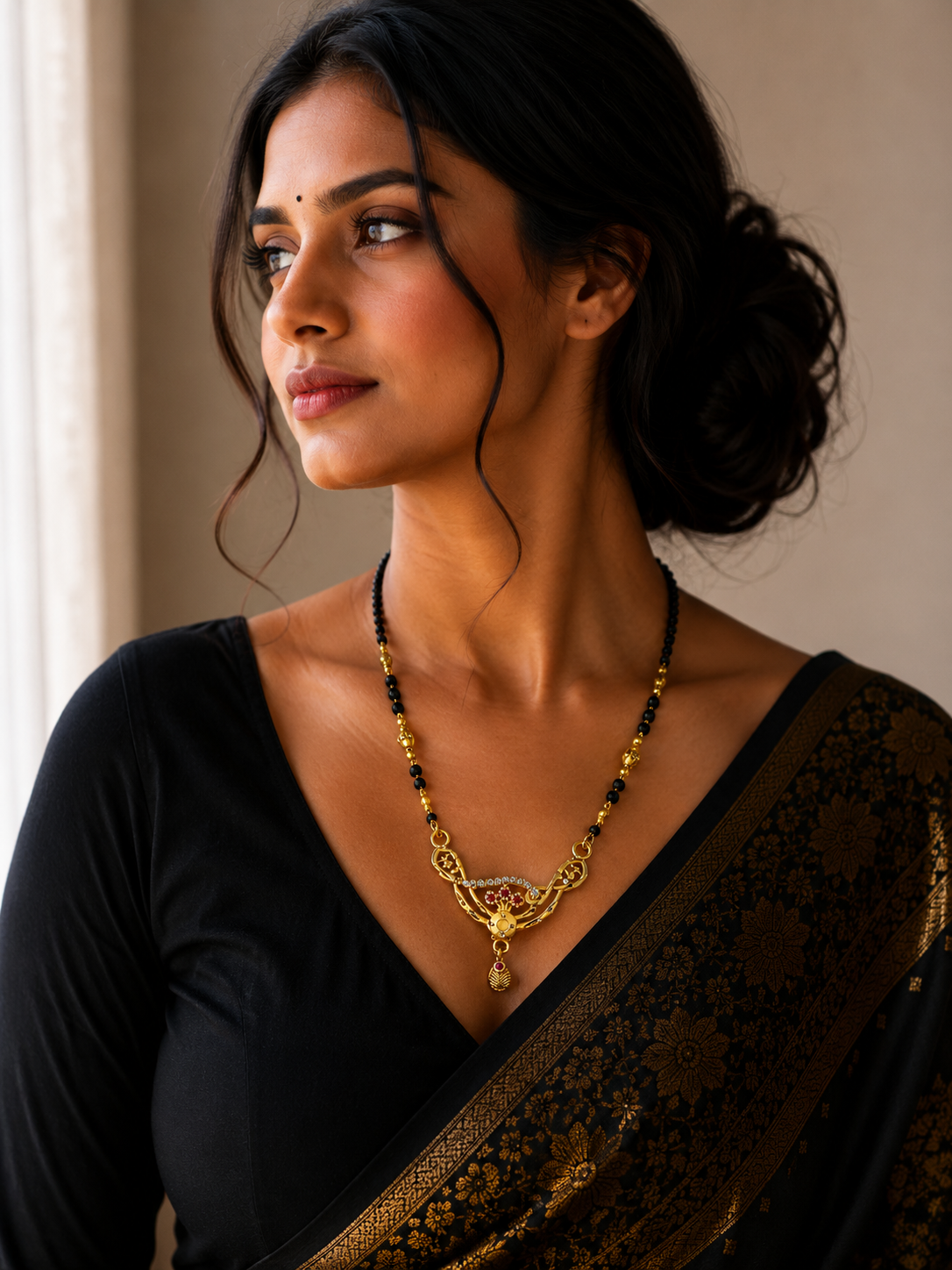 Premium Floral Stone Mangalsutra