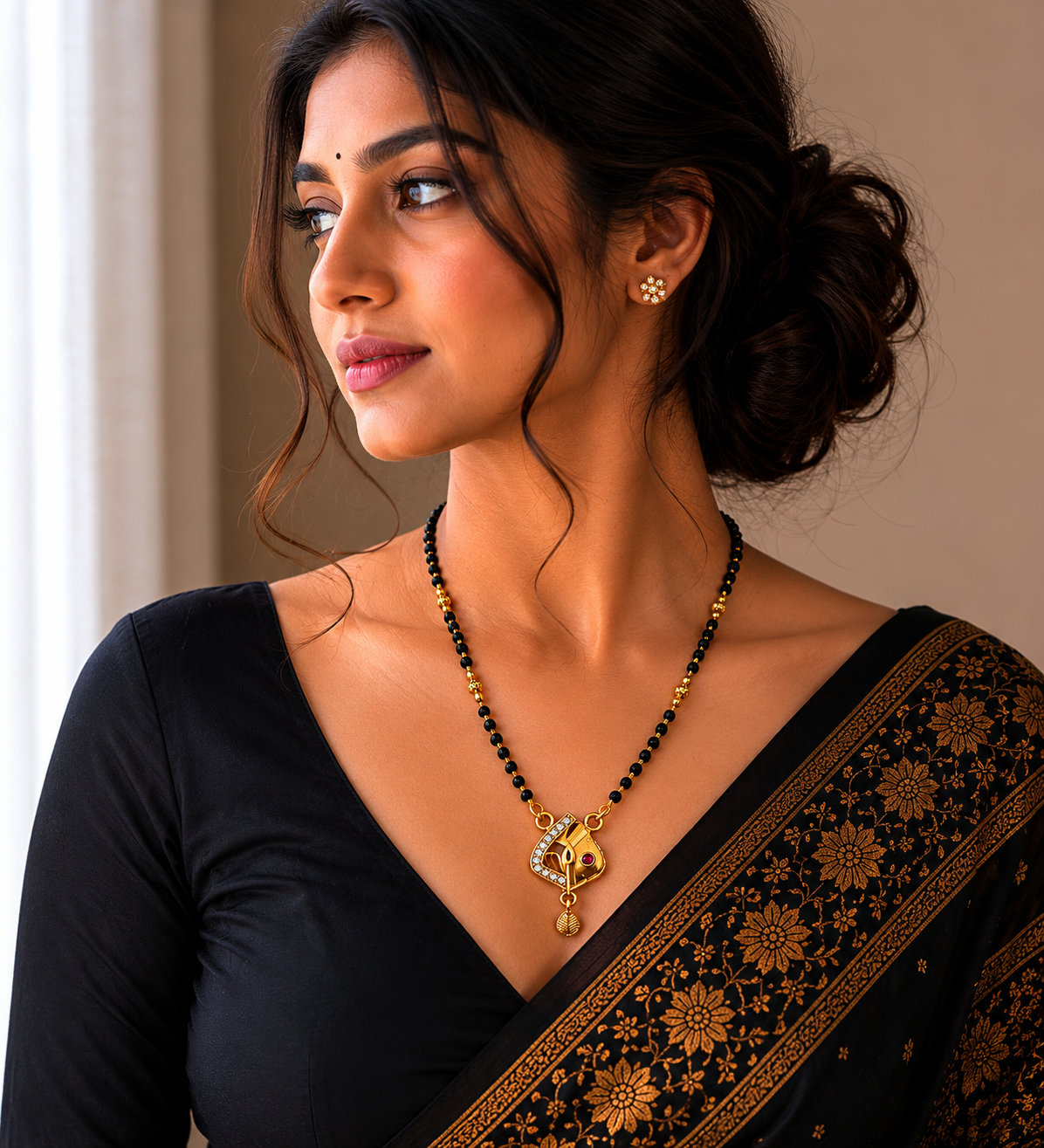 Elegant Geometric Gold Plated Mangalsutra