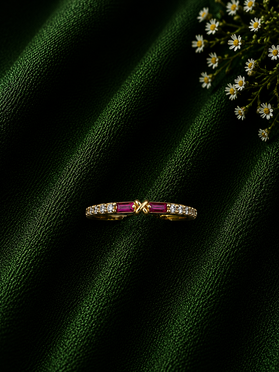 Minimal Ruby Gold Band Ring