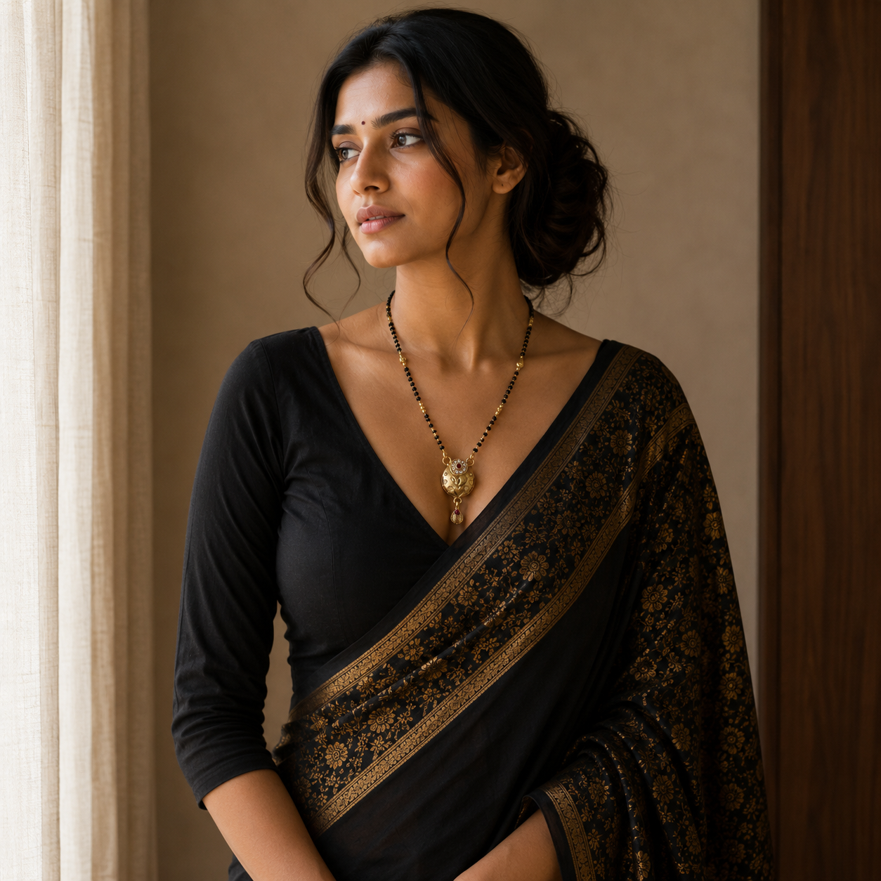 Round Gold Pendant Mangalsutra