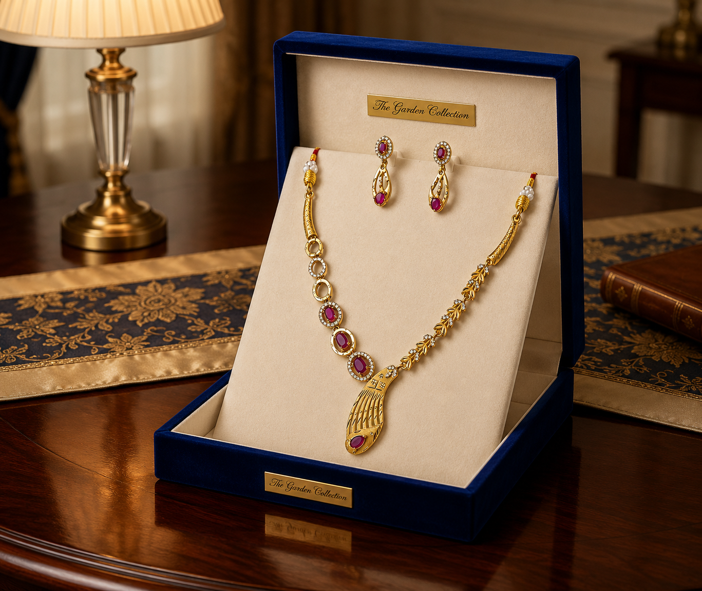 Ruby Stone Gold Plated Designer Pendant Necklace for Women