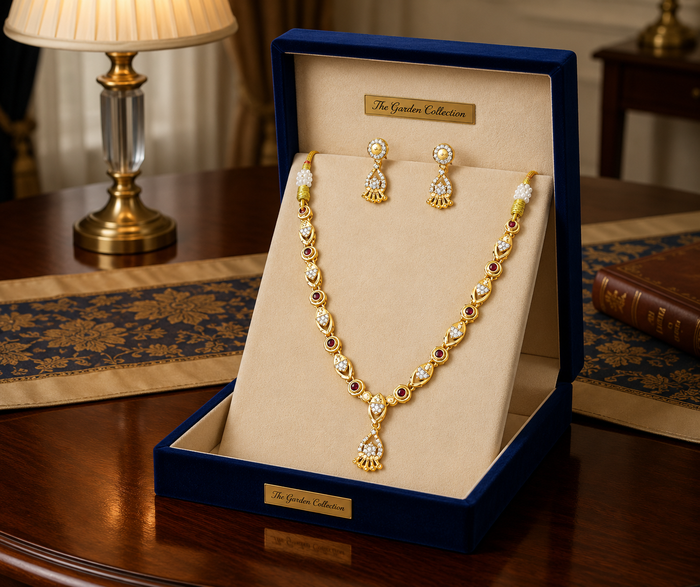 Royal Ruby Stone Gold Plated Designer Necklace with Pendant