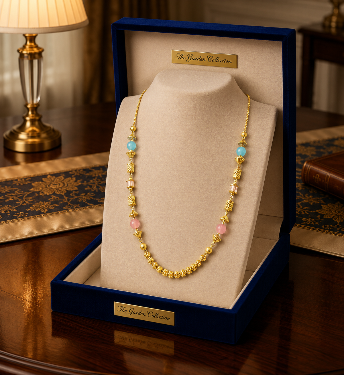 Elegant Pastel Stone Gold Plated Designer Necklace for Women