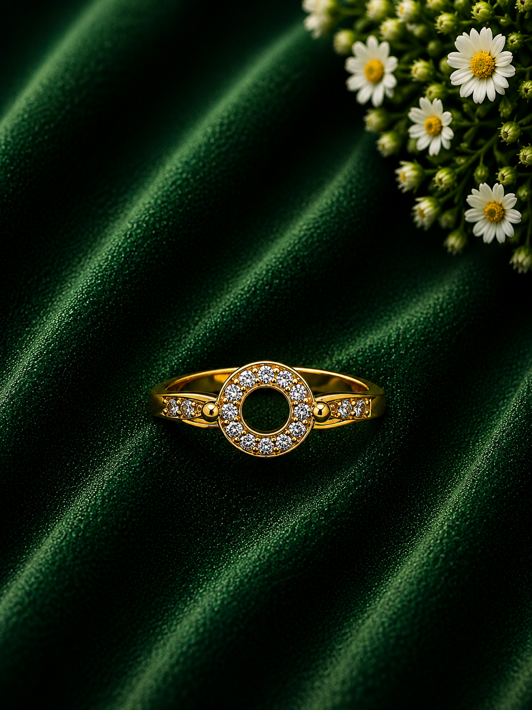 Classic Halo Crystal Gold-Tone Ring - imitation jewellery by AUREVIA LUXE
