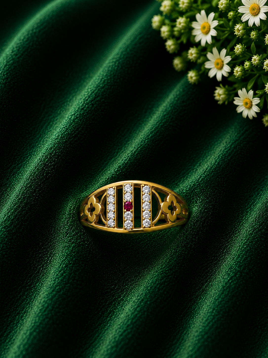 Luxury Multi-Stone Gold Band Ring for Women