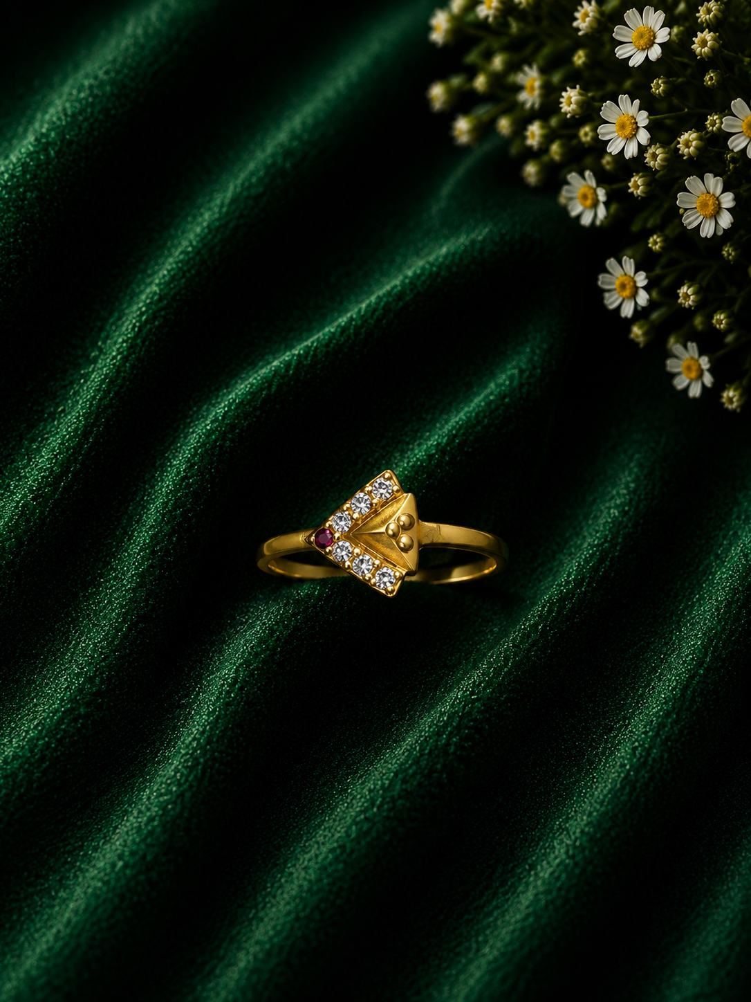 Triangle Designer Gold Ring for Women
