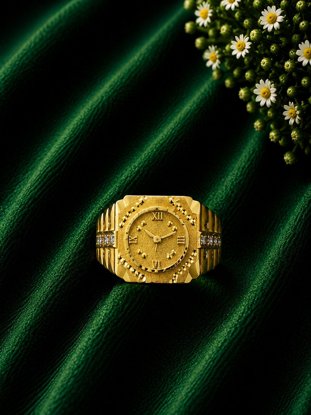 Classic Timepiece Inspired Gold Ring for Men