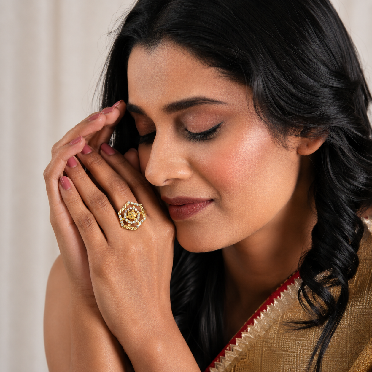 Hexagon Luxe Gold Ring