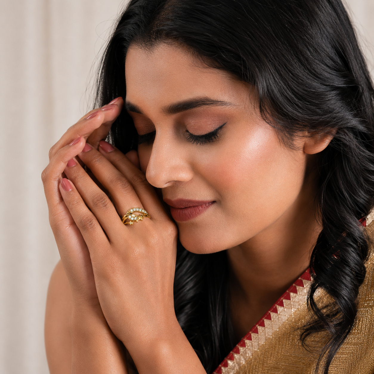 Celestial Moonstone Gold Ring