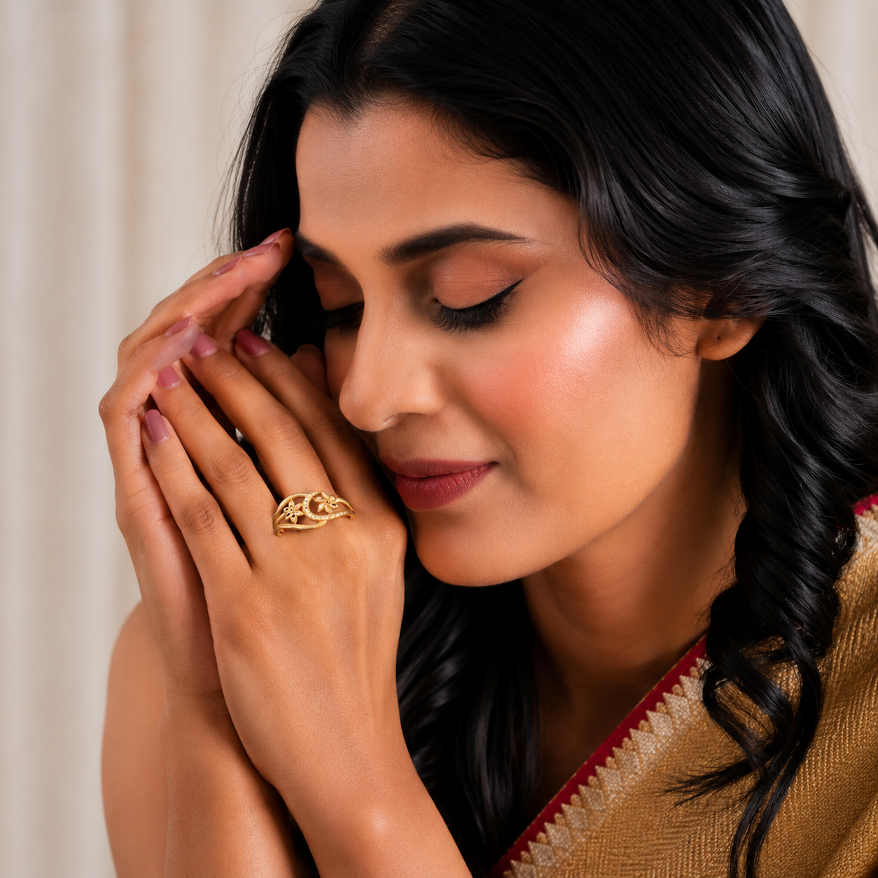 Twin Heart Gold Adjustable Ring