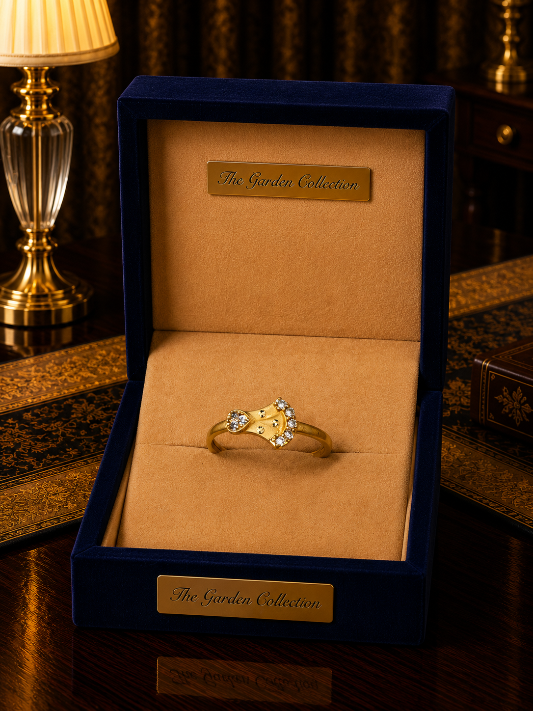 Golden Butterfly Crystal Ring
