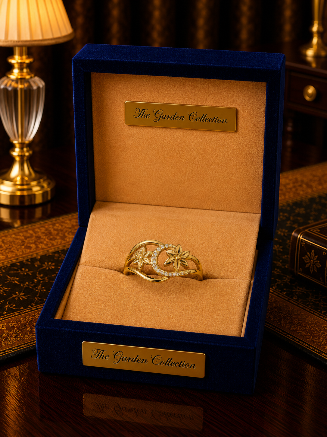 Twin Heart Gold Adjustable Ring