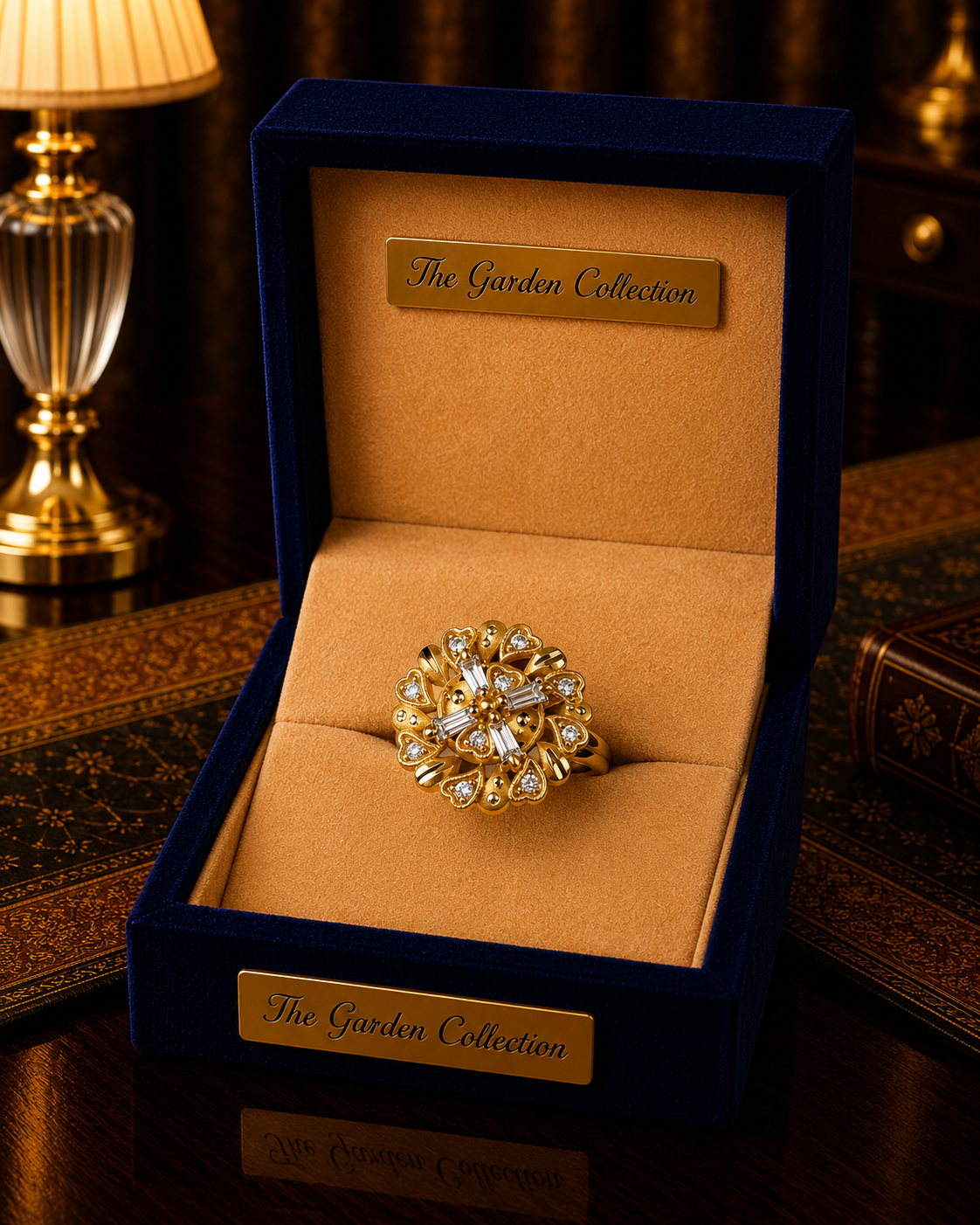 Vintage Floral Gold Statement Ring