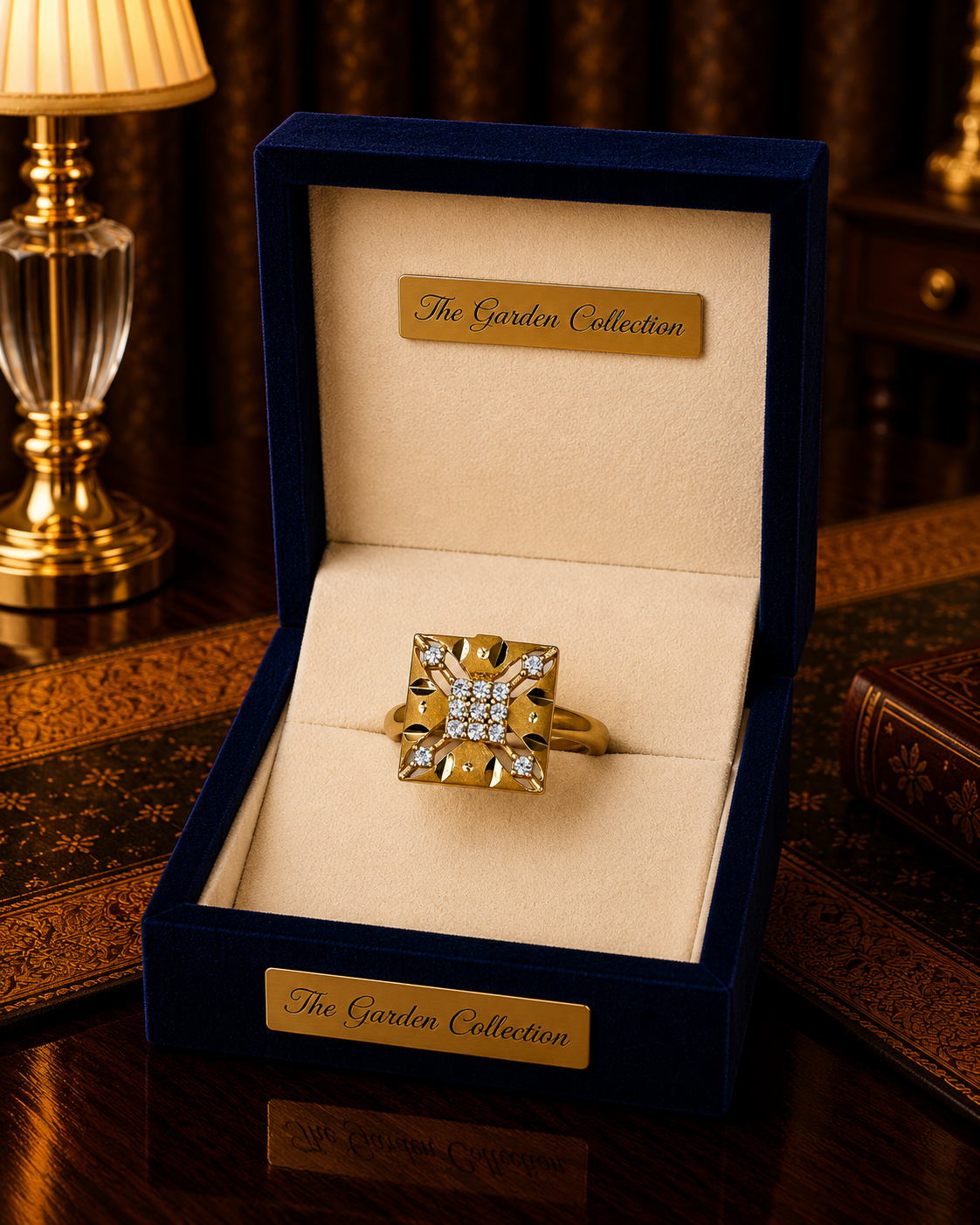 Royal Square Diamond Gold Ring