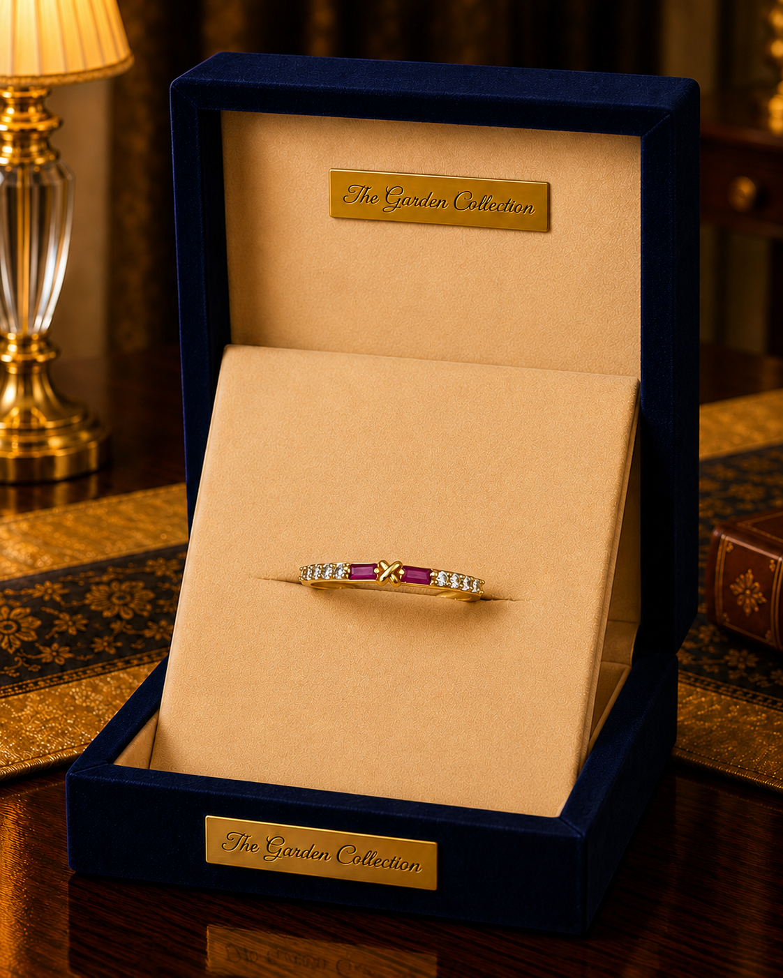 Minimal Ruby Gold Band Ring