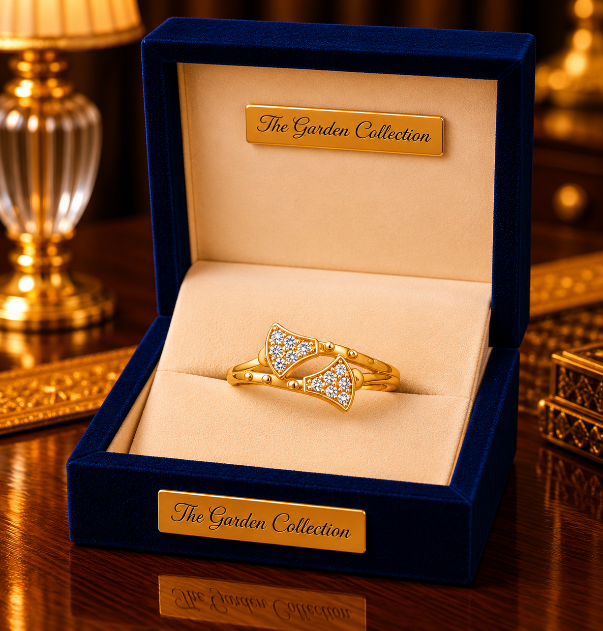 Elegant Butterfly Diamond Gold Ring