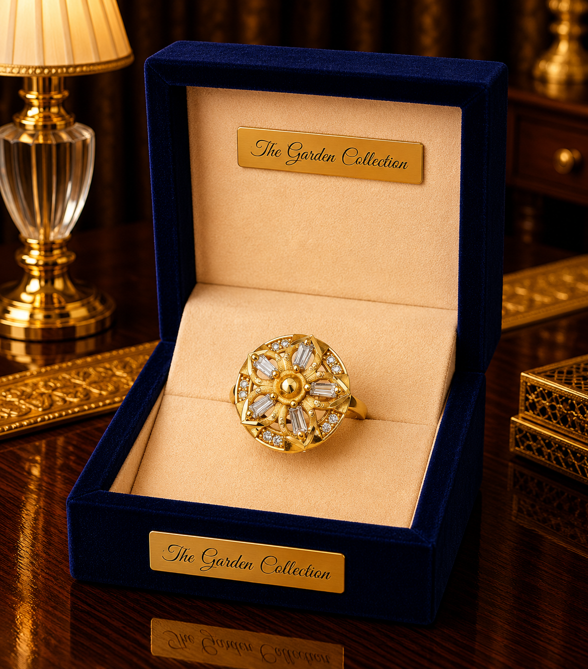 Radiant Floral Gold Statement Ring