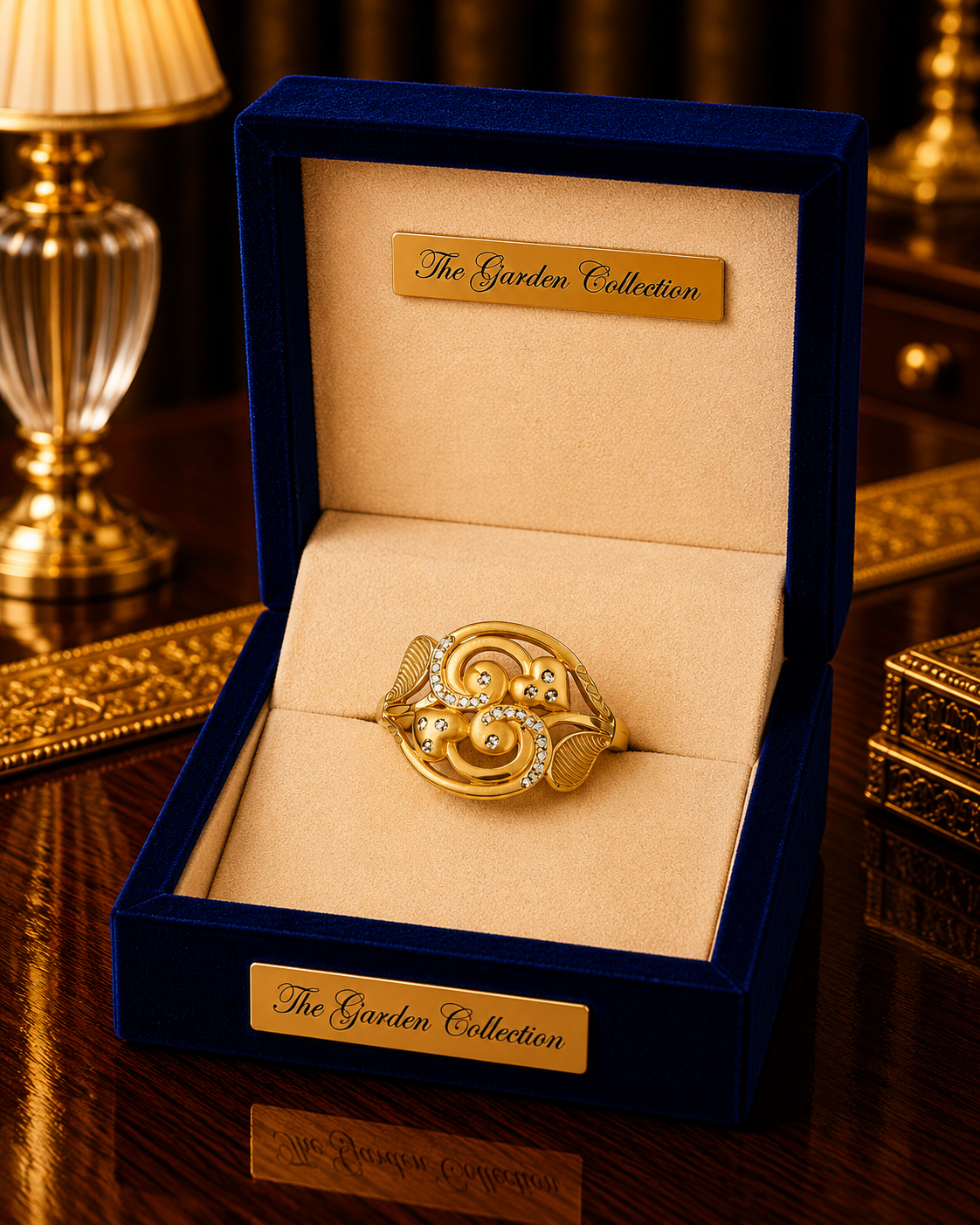 Elegant Floral Gold-Tone Daily Wear Ring