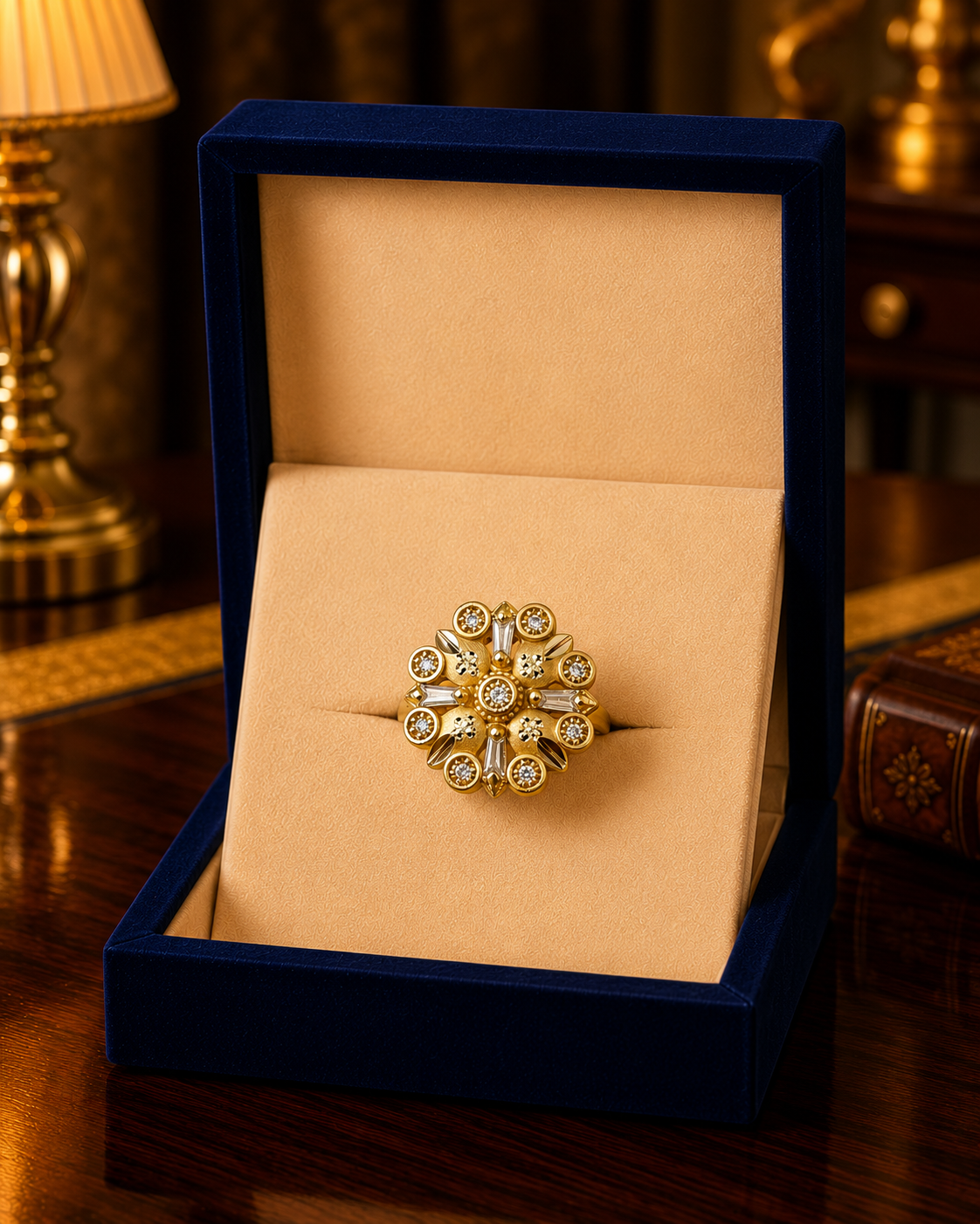 Royal Sunflower Gold Statement Ring