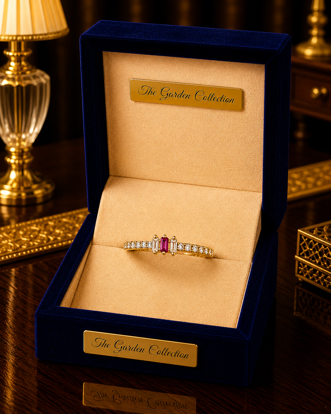 Minimal Ruby Elegance Gold-Tone Ring