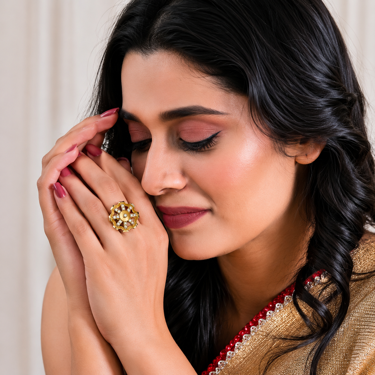 Regal Lotus Floral Gold Ring