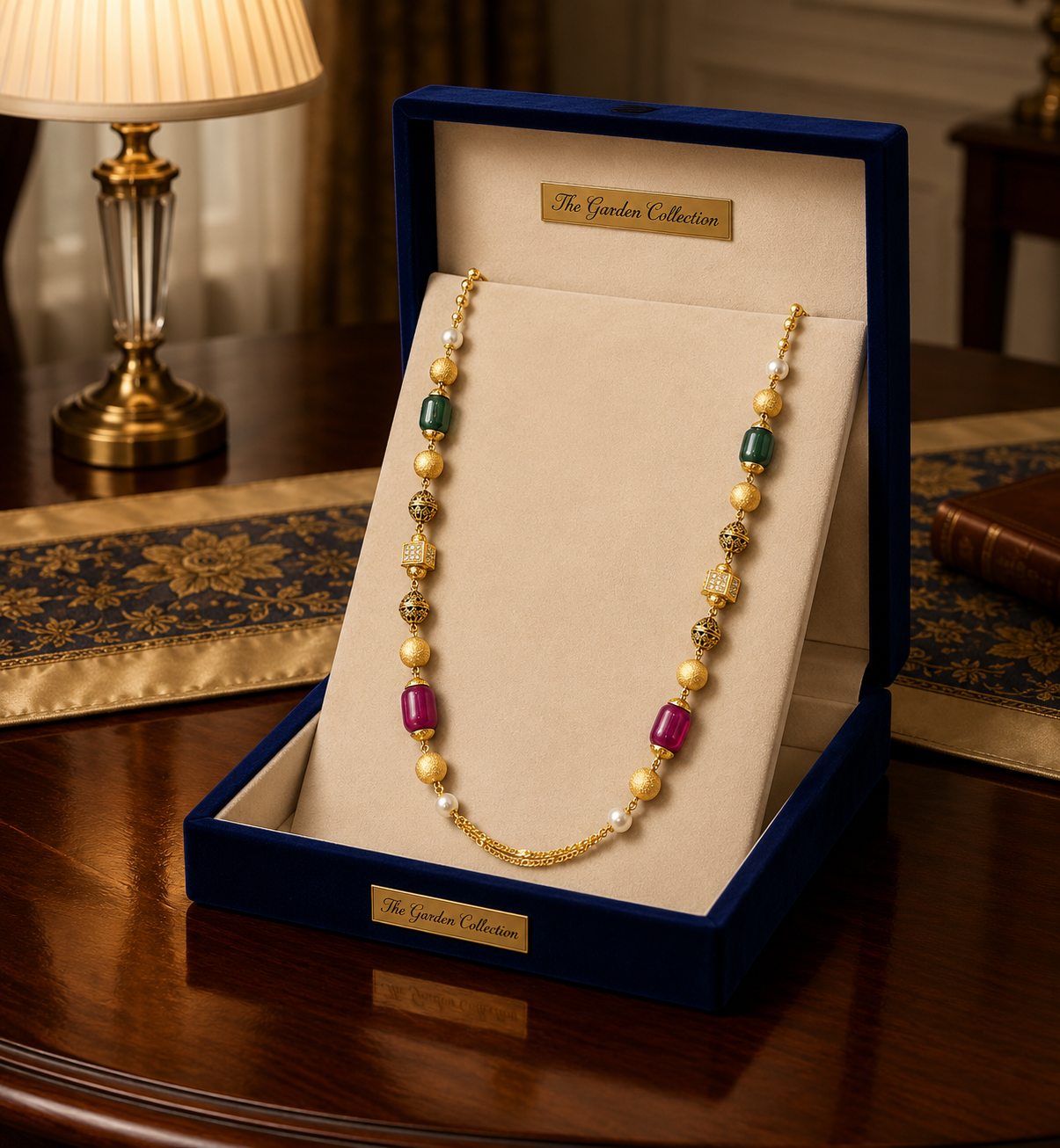 Premium Multicolor Stone Gold Plated Statement Necklace