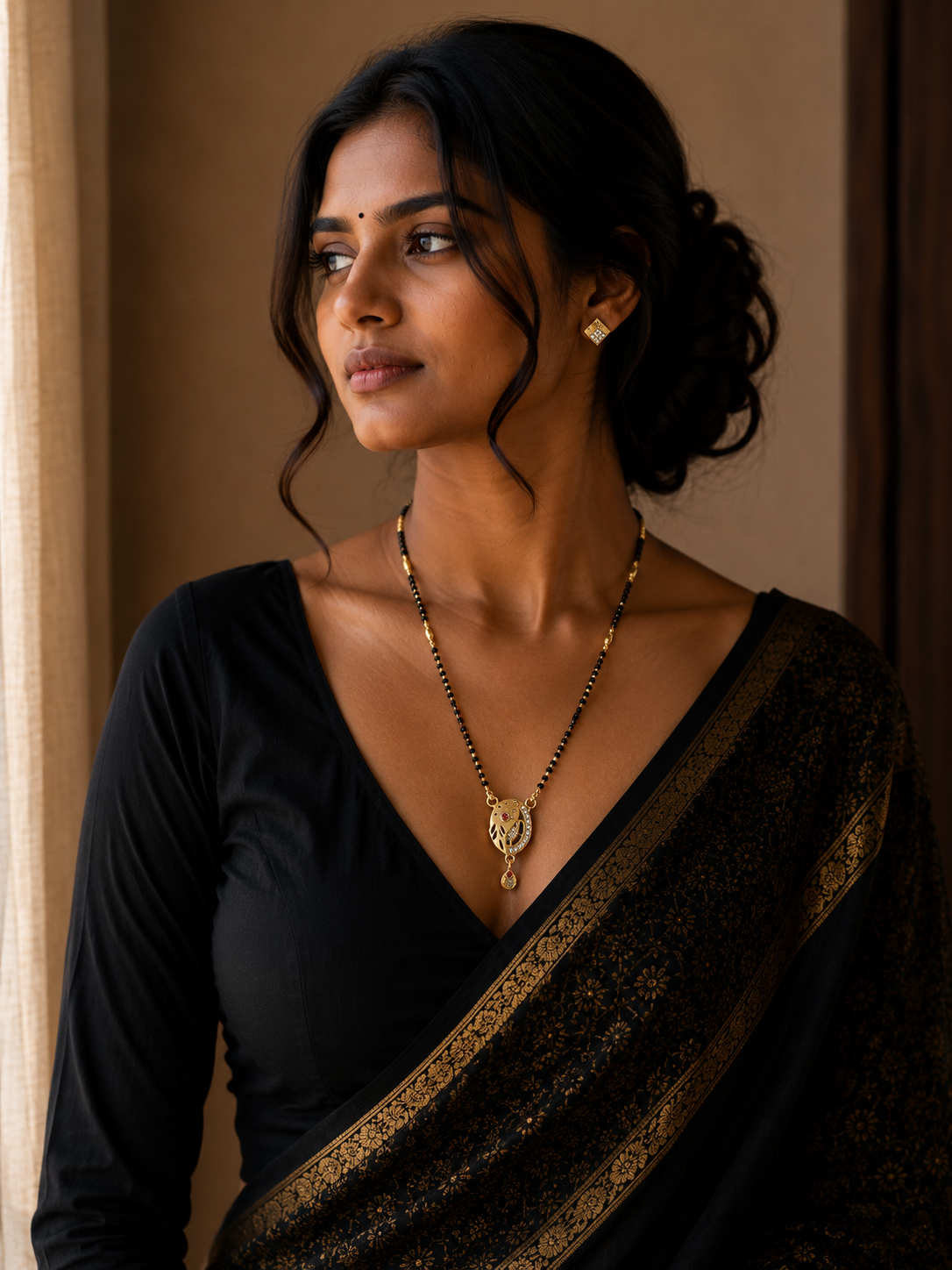 Artistic Oval Gold Mangalsutra Set
