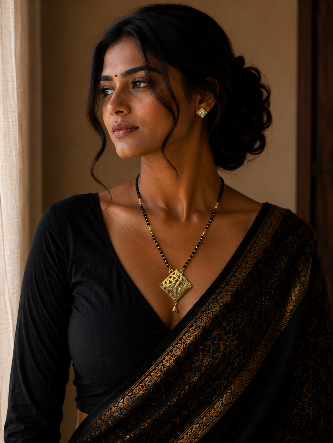 Diamond Cut Geometric Mangalsutra Set