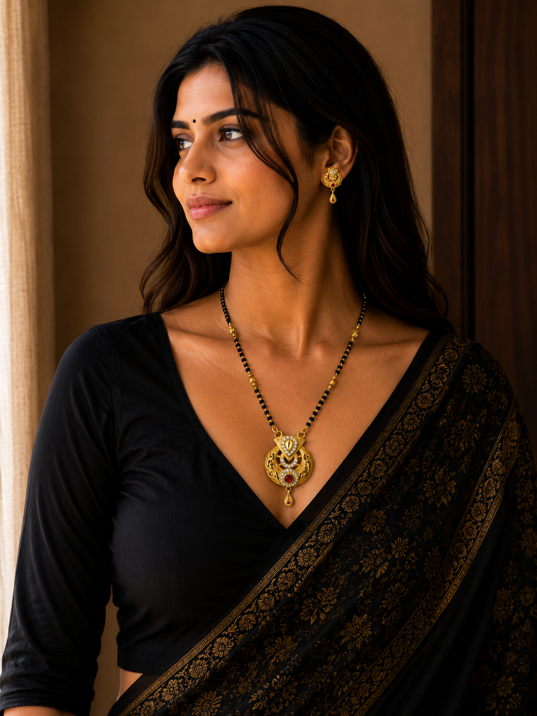 Temple Style Gold Mangalsutra Set