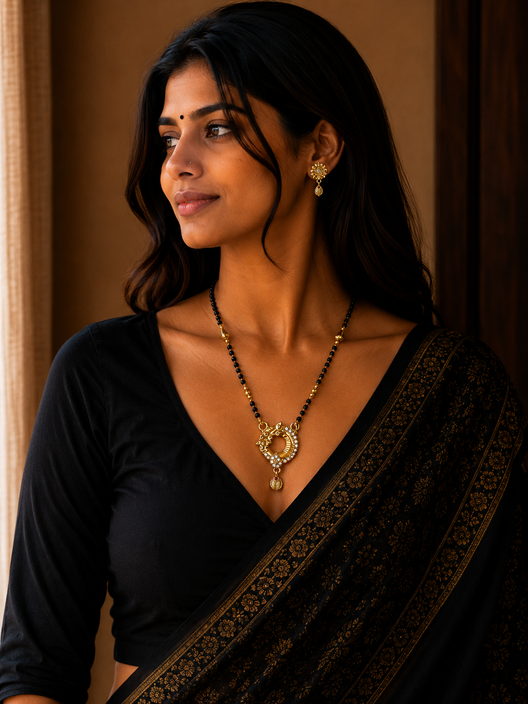 Floral Round Mangalsutra Set