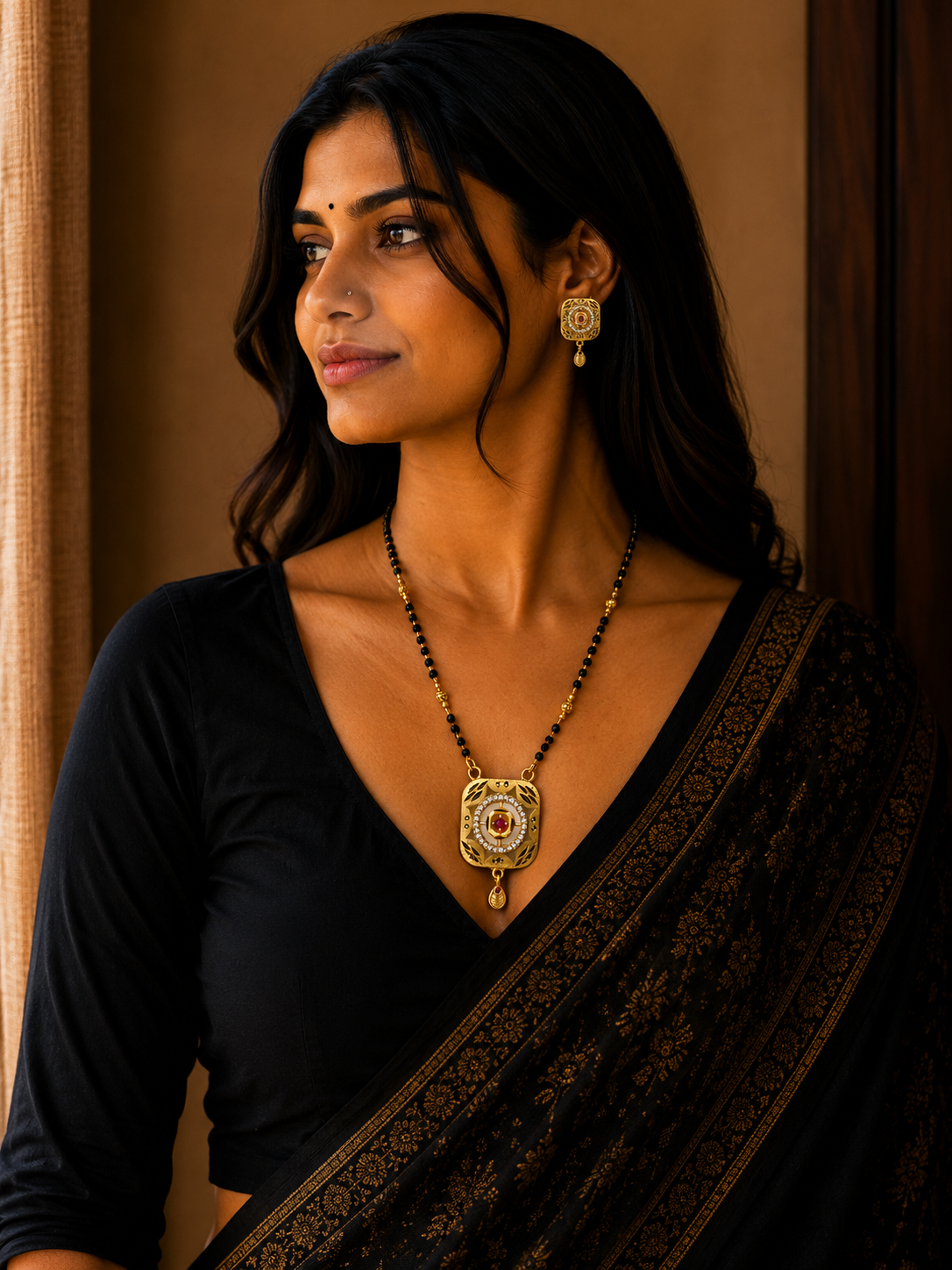 Royal Ruby Square Mangalsutra Set